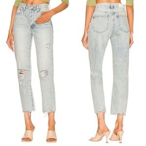 Pistola Jeans 32 Charlie High Waist Classic Straight Fray Ankle Distressed Blue